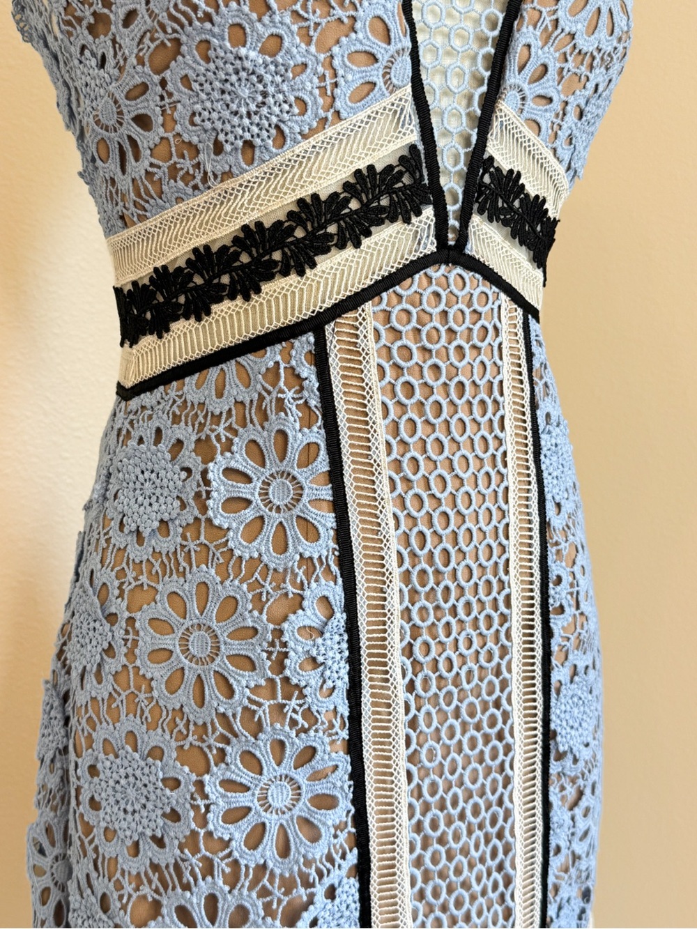 Self-Portrait Blue Floral Lace Midi Dress US 2 NWT - Picture 4 of 13